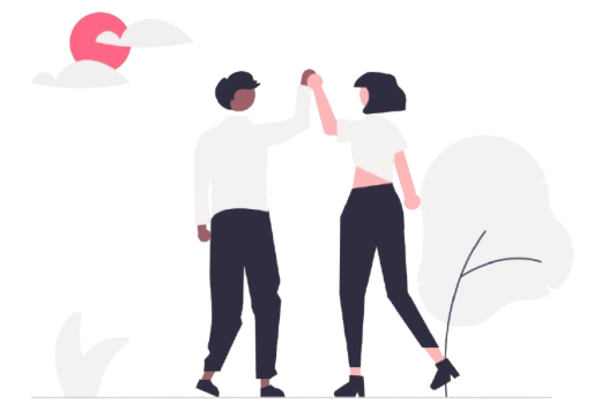 二人組のハイタッチのイラスト